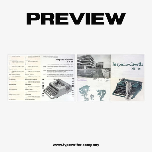 Instruction Manual for Vintage Typewriter Olivetti Studio 46 / 42, PDF in Spanish - ElGranero Typewriter.Company