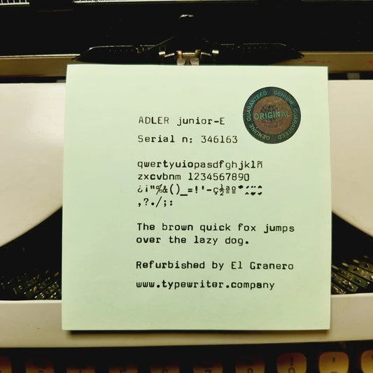 SOLD! Adler Junior Typewriter, Manual, Vintage, QWERTY, Refurbished - ElGranero Typewriter.Company