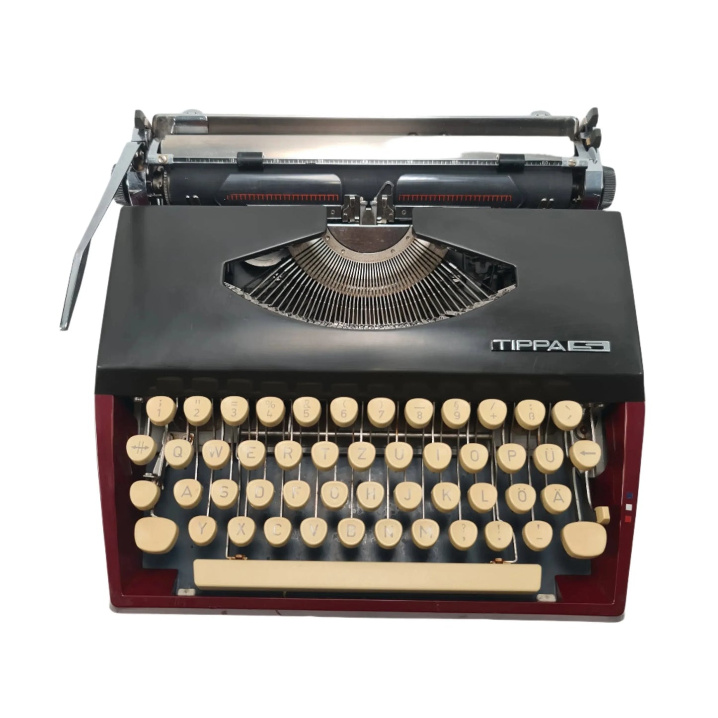 Adler Tippa S, Burgundy Manual Vintage Typewriter, QWERTZ, Serviced - ElGranero Typewriter.Company