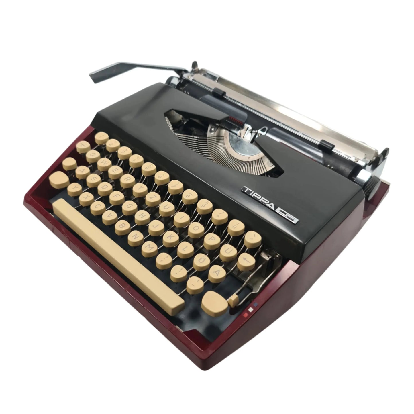 Adler Tippa S, Burgundy Manual Vintage Typewriter, QWERTZ, Serviced - ElGranero Typewriter.Company