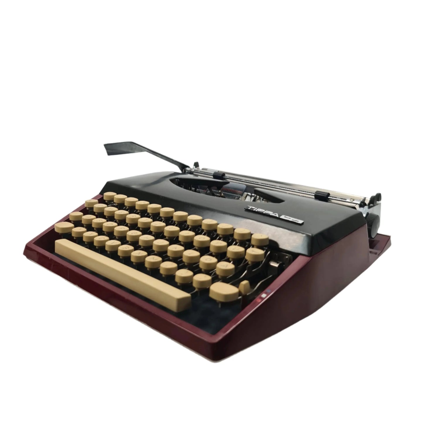 Adler Tippa S, Burgundy Manual Vintage Typewriter, QWERTZ, Serviced - ElGranero Typewriter.Company