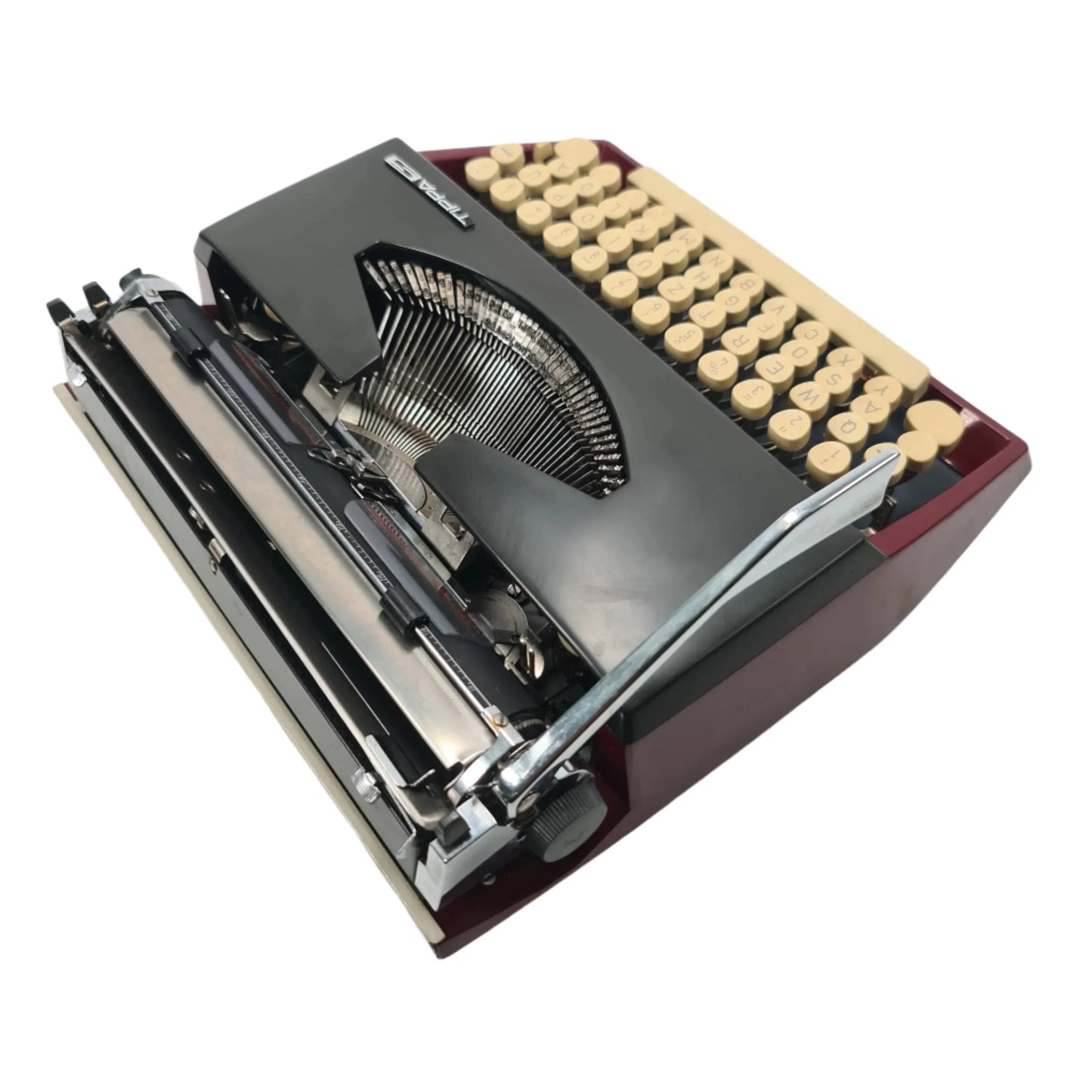 Adler Tippa S, Burgundy Manual Vintage Typewriter, QWERTZ, Serviced - ElGranero Typewriter.Company