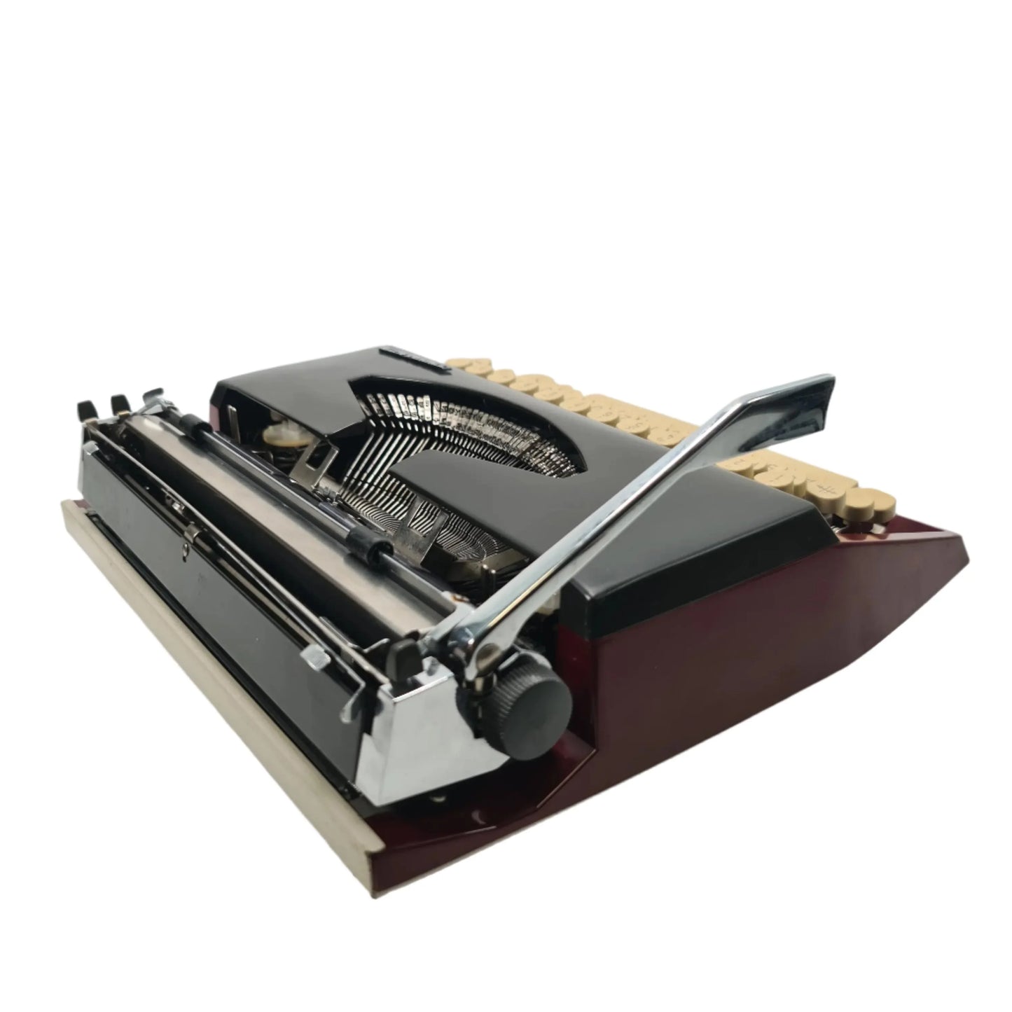 Adler Tippa S, Burgundy Manual Vintage Typewriter, QWERTZ, Serviced - ElGranero Typewriter.Company