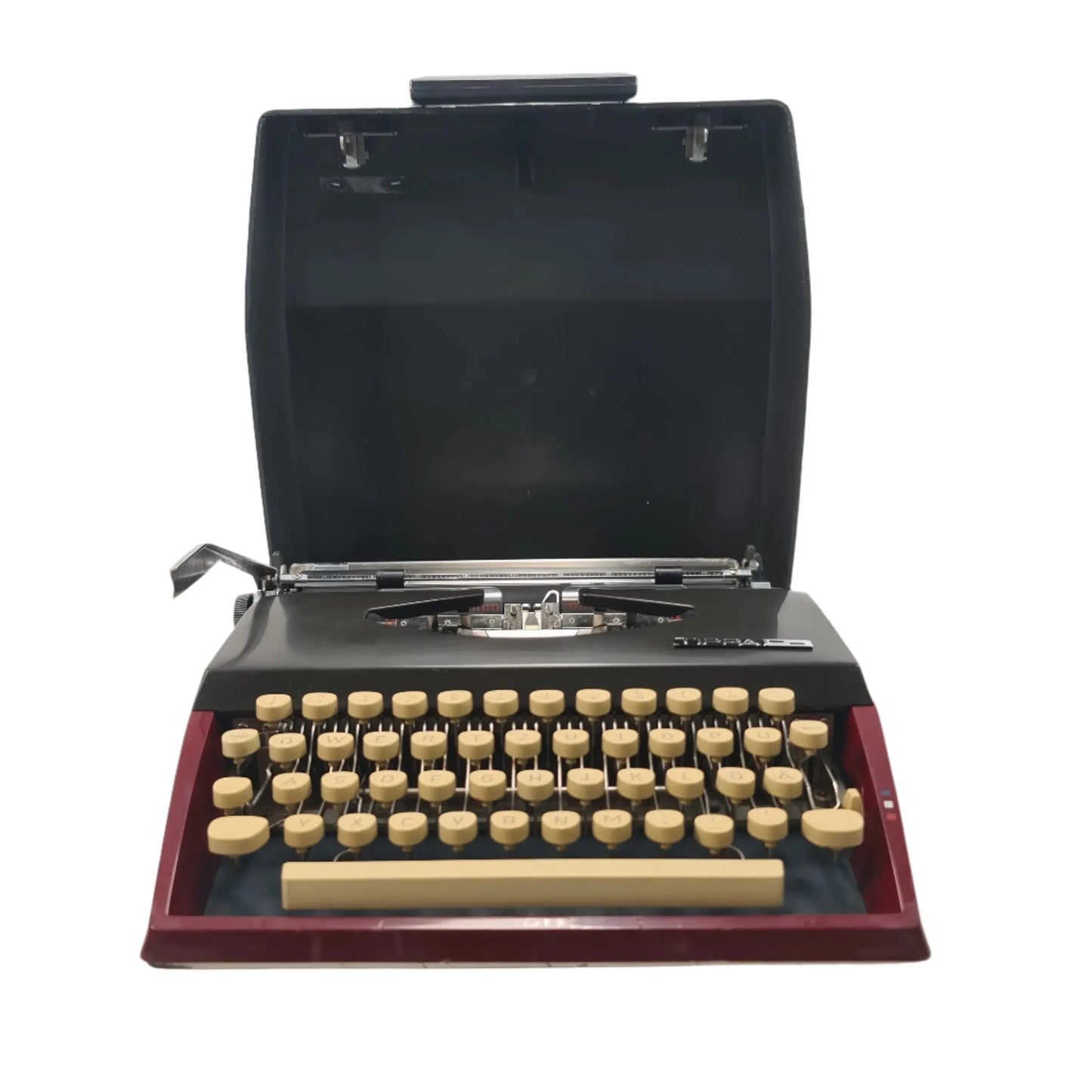 Adler Tippa S, Burgundy Manual Vintage Typewriter, QWERTZ, Serviced - ElGranero Typewriter.Company