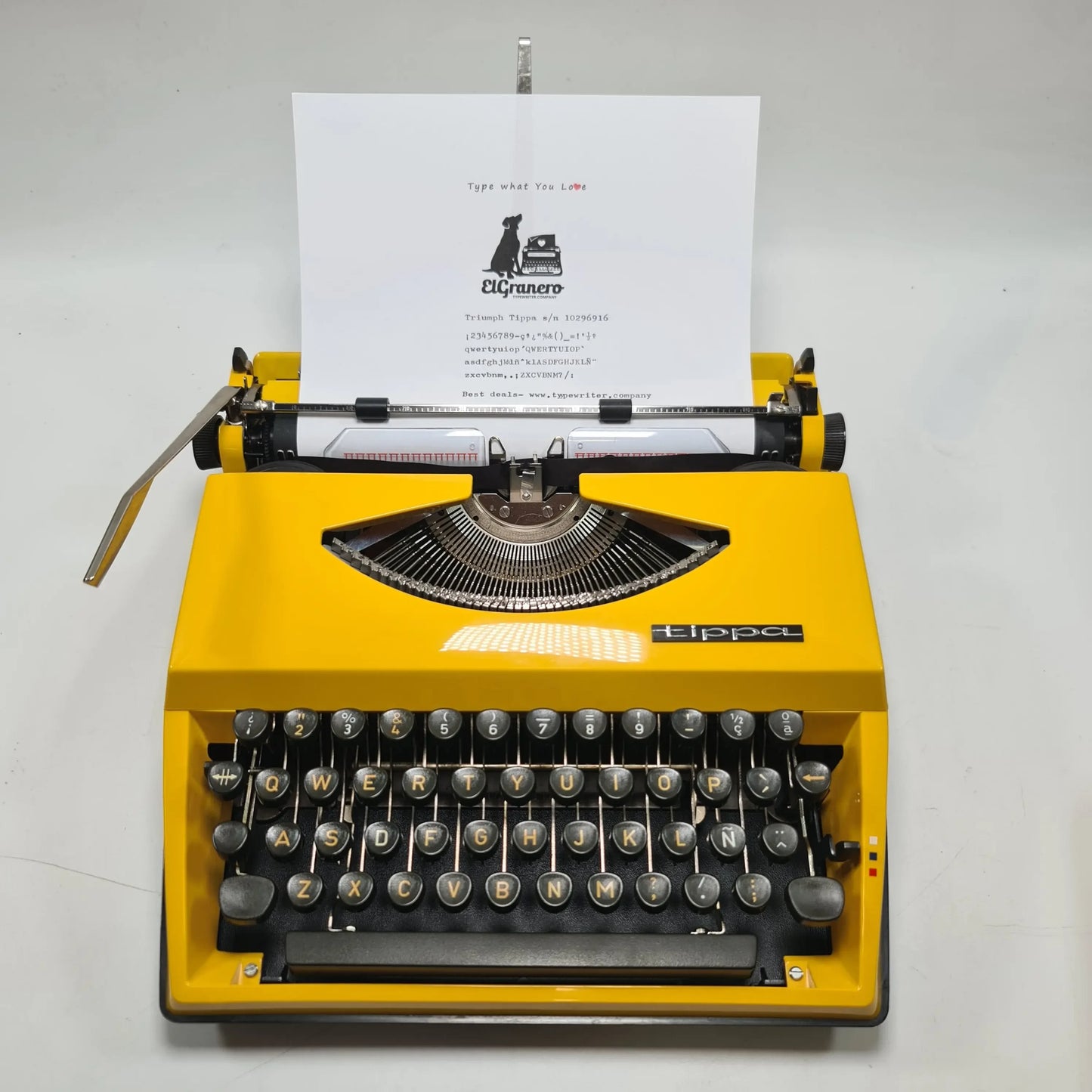 Adler Tippa, Yellow Manual Vintage Typewriter, QWERTY, Serviced - ElGranero Typewriter.Company