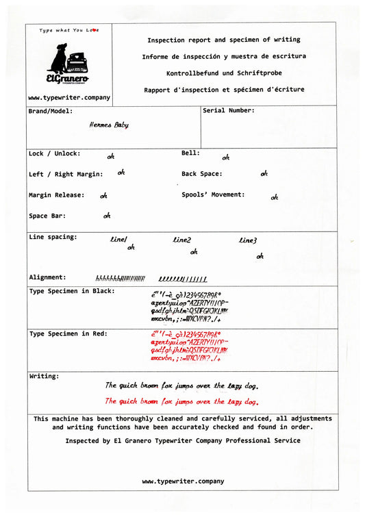 CURSIVE Pink Hermes Baby Manual Vintage Typewriter, Refurbished - ElGranero Typewriter.Company