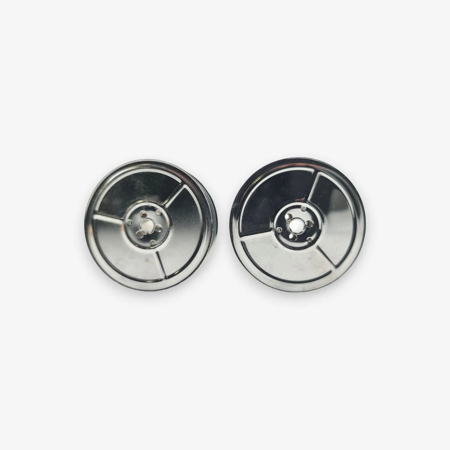 Chrome-Plated Silver Metal Ribbon Spools, German Typewriters, DIN 2103 El Granero Typewriter.Company