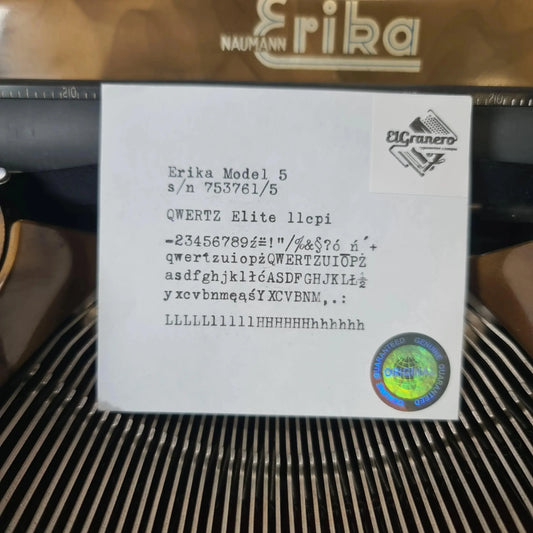 Erika 5 Gold, Rare Manual Vintage Typewriter, Professionally Serviced - ElGranero Typewriter.Company