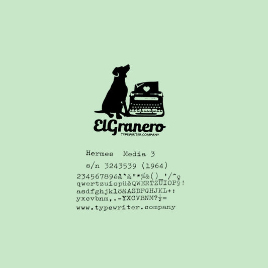 Hermes Media 3 Seafoam Green, Vintage Manual Typewriter, Serviced - ElGranero Typewriter.Company