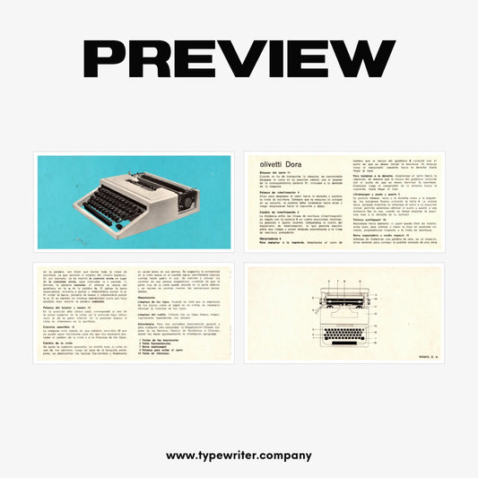 Instruction Manual for Vintage Typewriter Olivetti Dora PDF in Spanish El Granero Typewriter.Company