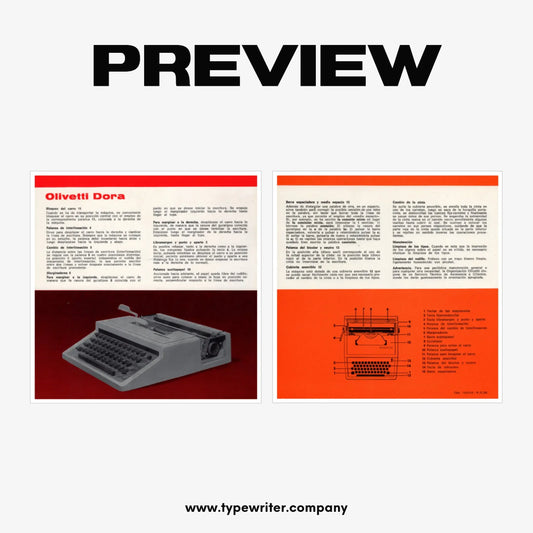 Instruction Manual for Vintage Typewriter Olivetti Dora, PDF in Spanish - ElGranero Typewriter.Company
