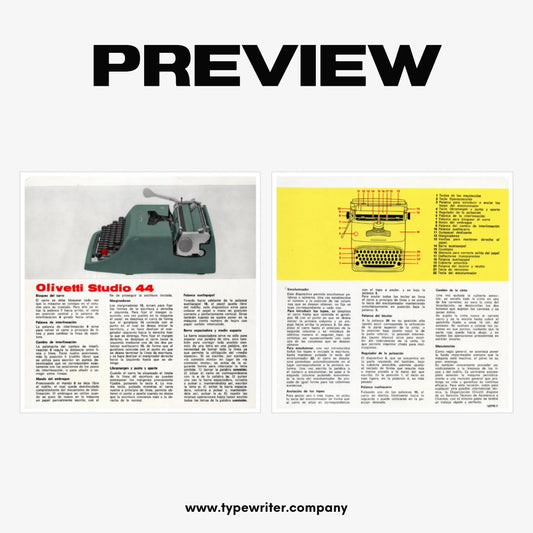 Instruction Manual for Vintage Typewriter Olivetti Studio 44, PDF in Spanish - ElGranero Typewriter.Company