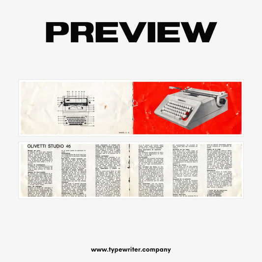 Instruction Manual for Vintage Typewriter Olivetti Studio 46, PDF in Spanish - ElGranero Typewriter.Company