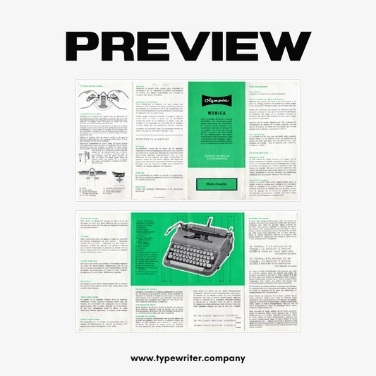 Instruction Manual for Vintage Typewriter Olympia Monica, PDF in French - ElGranero Typewriter.Company
