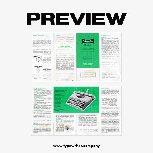 Instruction Manual for Vintage Typewriter Olympia SF De Luxe, PDF in Spanish - ElGranero Typewriter.Company