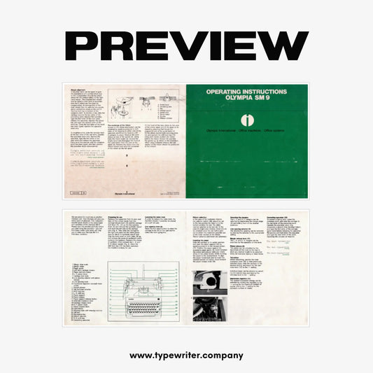 Instruction Manual for Vintage Typewriter Olympia SM9, PDF in English - ElGranero Typewriter.Company