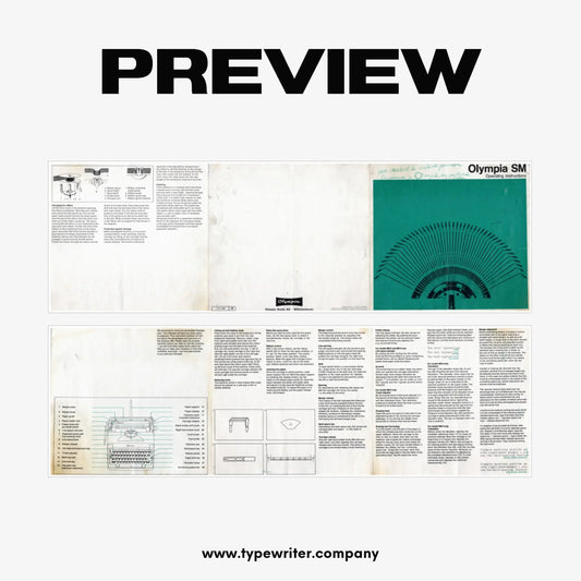 Instruction Manual for Vintage Typewriter Olympia SM, PDF in English - ElGranero Typewriter.Company