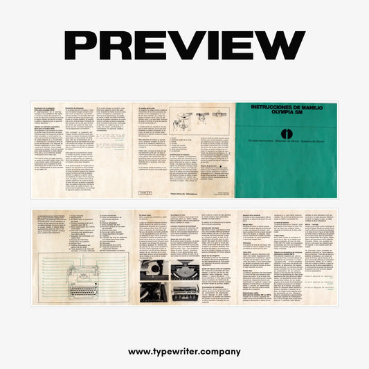 Instruction Manual for Vintage Typewriter Olympia SM, PDF in Spanish - ElGranero Typewriter.Company