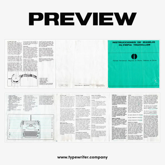 Instruction Manual for Vintage Typewriter Olympia Traveller, PDF in Spanish - ElGranero Typewriter.Company