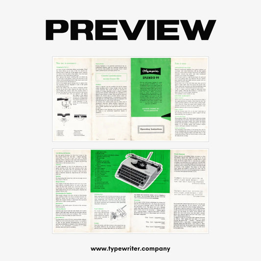 Instruction Manual for Vintage Typewriter for Splendid 99 PDF English - ElGranero Typewriter.Company