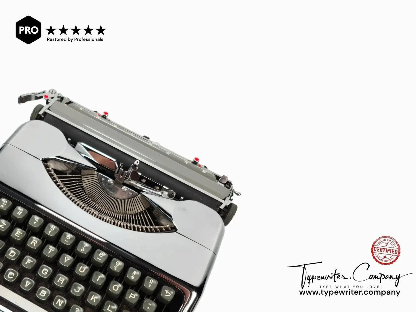 Limited Edition Hermes Baby Chrome-Plated, Manual Typewriter, Restored - ElGranero Typewriter.Company