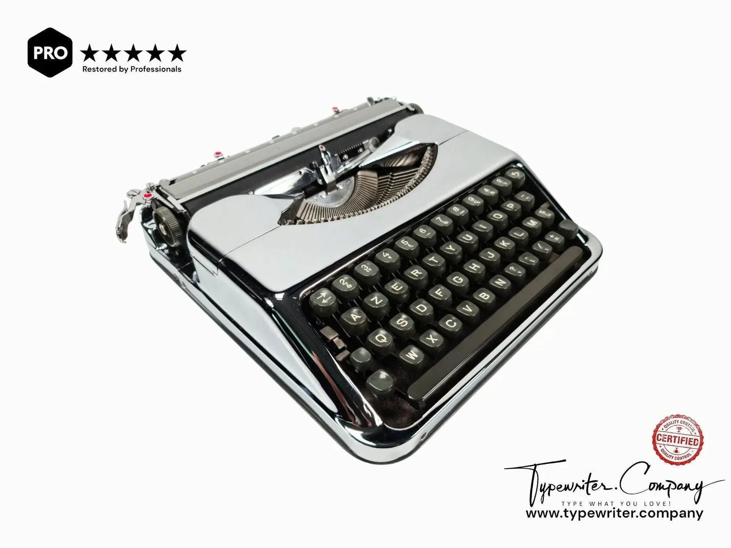 Limited Edition Hermes Baby Chrome-Plated, Manual Typewriter, Restored - ElGranero Typewriter.Company