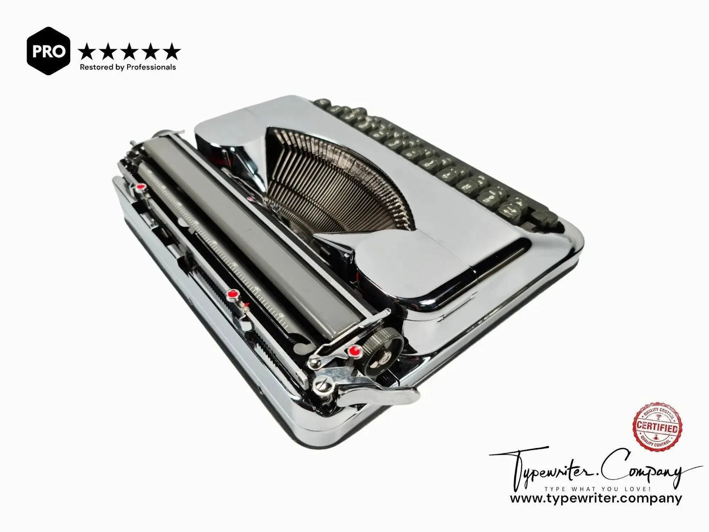 Limited Edition Hermes Baby Chrome-Plated, Manual Typewriter, Restored - ElGranero Typewriter.Company
