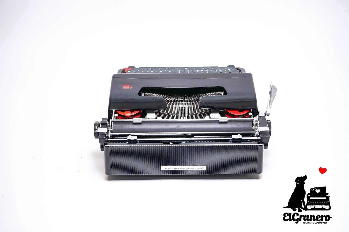 Olivetti Lettera 32 Glossy Black, Vintage Manual Typewriter, Restored - ElGranero Typewriter.Company