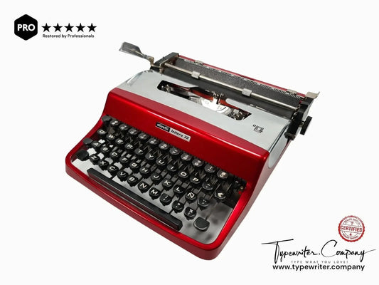 Olivetti Lettera 32 Pro Burgundy and Silver Vintage Manual Typewriter, Restored - ElGranero Typewriter.Company