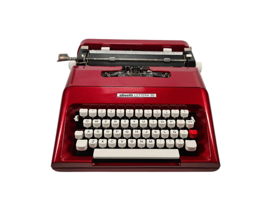 Olivetti Lettera 35 Glossy Burgundy Vintage Manual Typewriter Restored - ElGranero Typewriter.Company