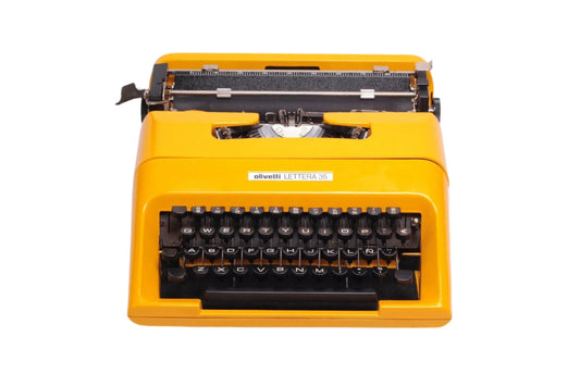 Olivetti Lettera 35 Glossy Yellow Vintage, Manual Typewriter, Restored - ElGranero Typewriter.Company