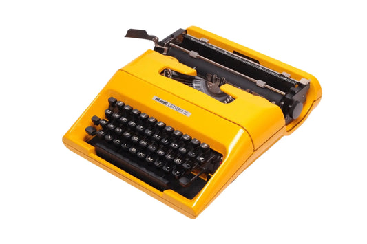 Olivetti Lettera 35 Glossy Yellow Vintage, Manual Typewriter, Restored - ElGranero Typewriter.Company