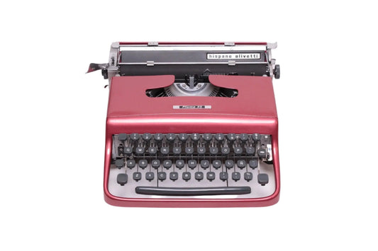 Olivetti Pluma 22 Glossy Coral Red Vintage, Manual Typewriter, Restored - ElGranero Typewriter.Company