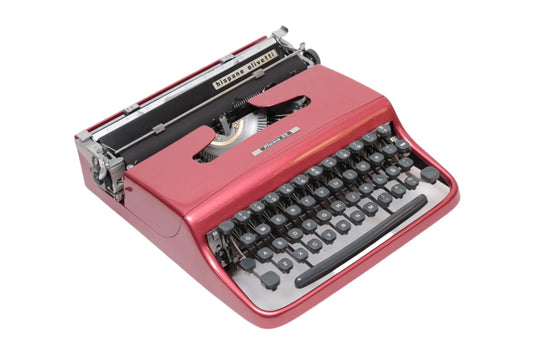 Olivetti Pluma 22 Glossy Coral Red Vintage, Manual Typewriter, Restored - ElGranero Typewriter.Company