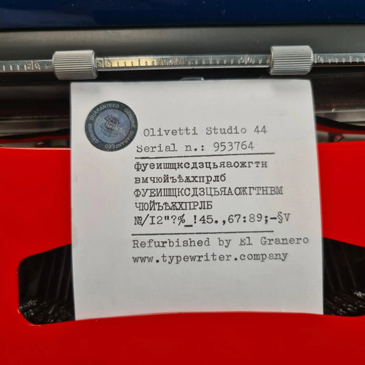 SOLD! Russian Typewriter Olivetti Studio 44 Typewriter, Restored - ElGranero Typewriter.Company