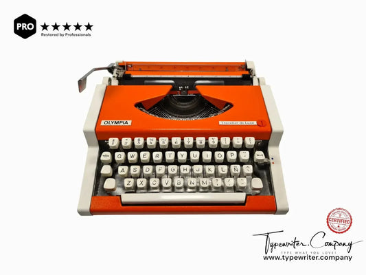 SOLD! Olympia Traveller, Orange Manual Vintage Typewriter, Serviced - ElGranero Typewriter.Company