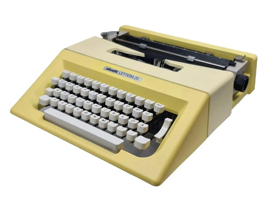 Olivetti Lettera 25 Buttercream Yellow, Vintage Manual Typewriter, Refurbished - ElGranero Typewriter.Company