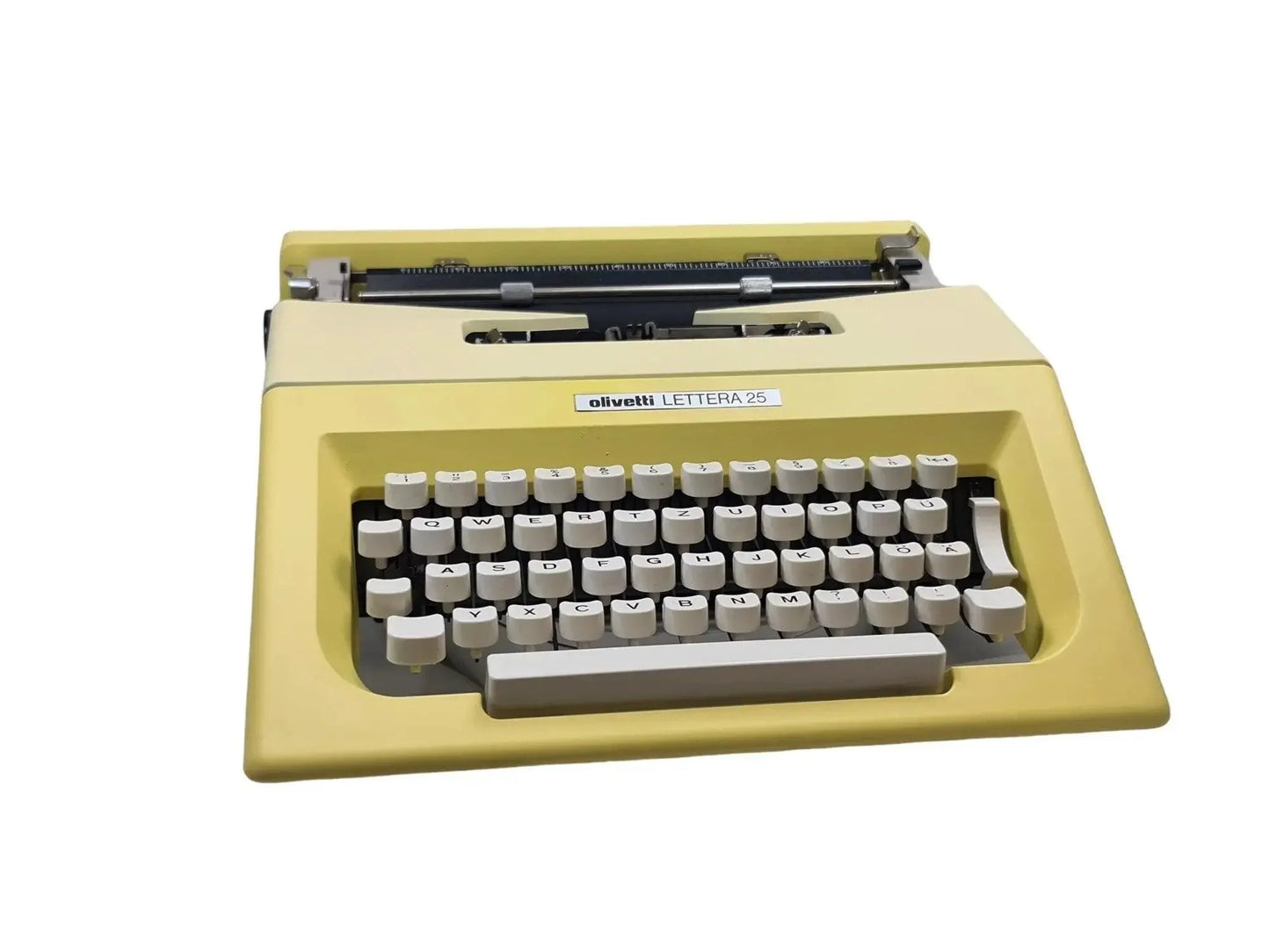 Olivetti Lettera 25 Buttercream Yellow, Vintage Manual Typewriter, Refurbished - ElGranero Typewriter.Company