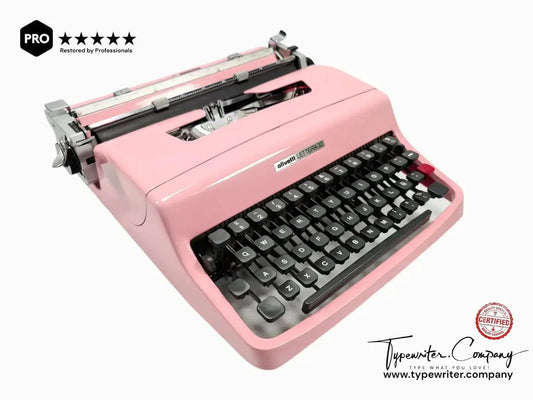Olivetti Lettera 32 Flamingo Pink, Vintage Manual Typewriter, Restored - ElGranero Typewriter.Company