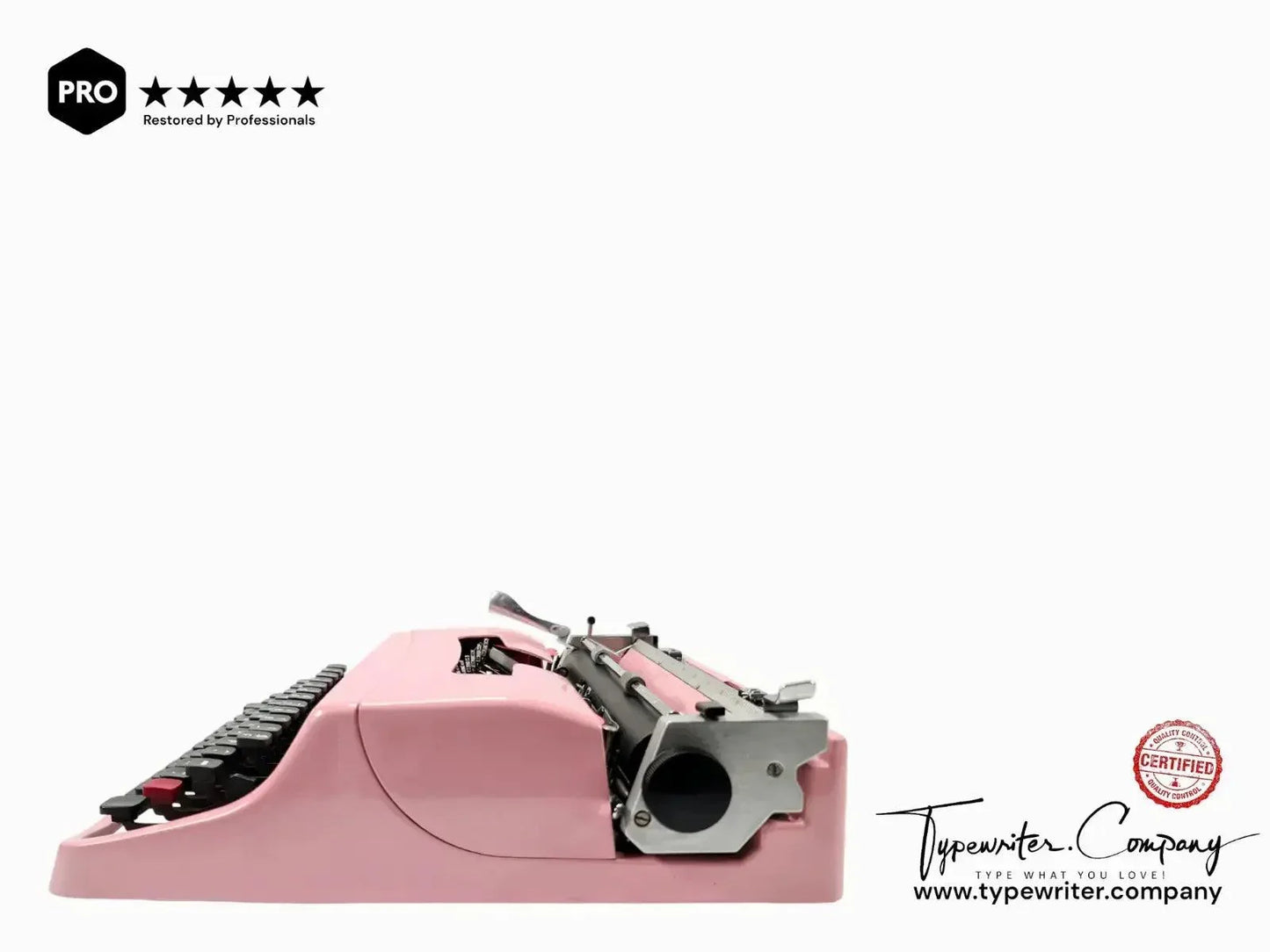 Olivetti Lettera 32 Flamingo Pink, Vintage Manual Typewriter, Restored - ElGranero Typewriter.Company