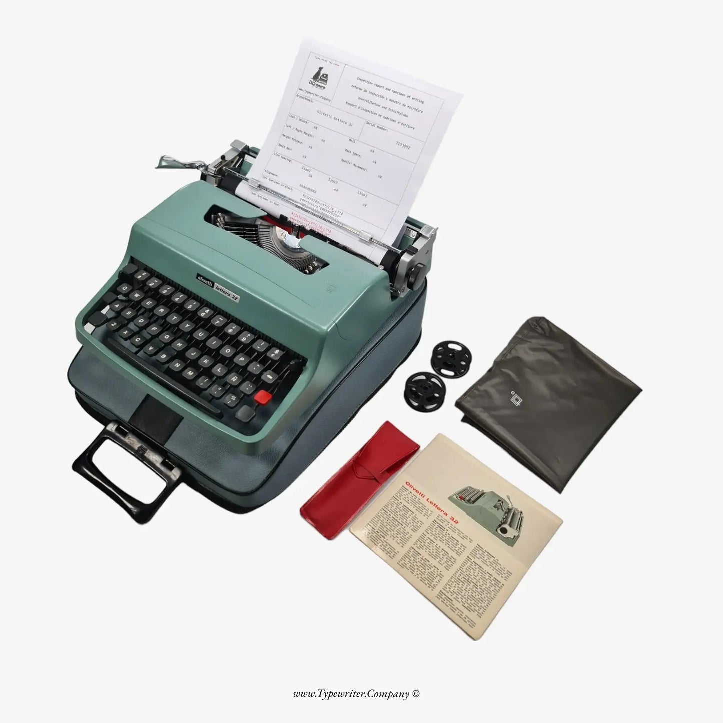 Olivetti Lettera 32 Typewriter with Accessories, Vintage Manual QWERTY - ElGranero Typewriter.Company
