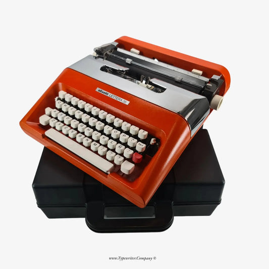 Olivetti Lettera 35 Orange & Silver Manual Vintage Typewriter, Refurbished ElGranero Typewriter.Company