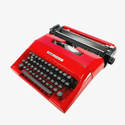 Olivetti Lettera 35 Typewriter, Red, Vintage, Manual, Restored - ElGranero Typewriter.Company