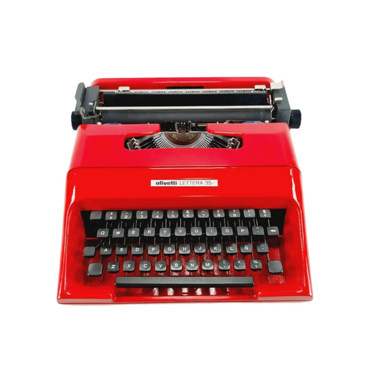 Olivetti Lettera 35 Typewriter, Red, Vintage, Manual, Restored - ElGranero Typewriter.Company