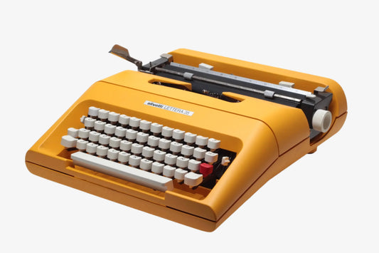 Iconic Olivetti Lettera 35 Yellow Vintage, Manual Typewriter, Restored - ElGranero Typewriter.Company