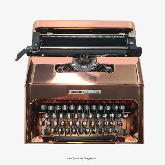 Olivetti Lettera 35, (Ltd.Edition 2 of 50) Copper-Plated Manual Vintage Typewriter, Restored - ElGranero Typewriter.Company