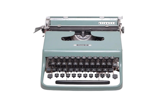 Olivetti Pluma 22 Original Light Teal Typewriter, Vintage, Restored - ElGranero Typewriter.Company