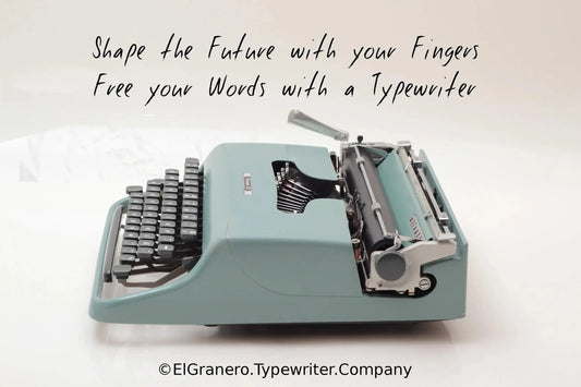 Olivetti Pluma 22 Original Light Teal Typewriter, Vintage, Restored - ElGranero Typewriter.Company