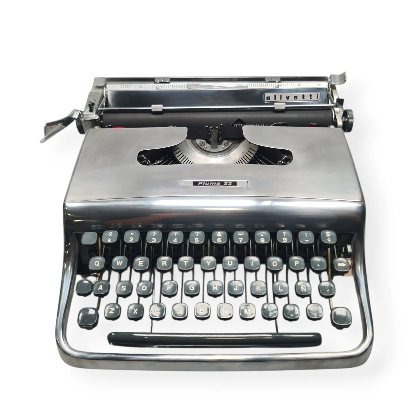 Olivetti Pluma 22 - Limited Polished Silver Edition Typewriter QWERTY ElGranero Typewriter.Company