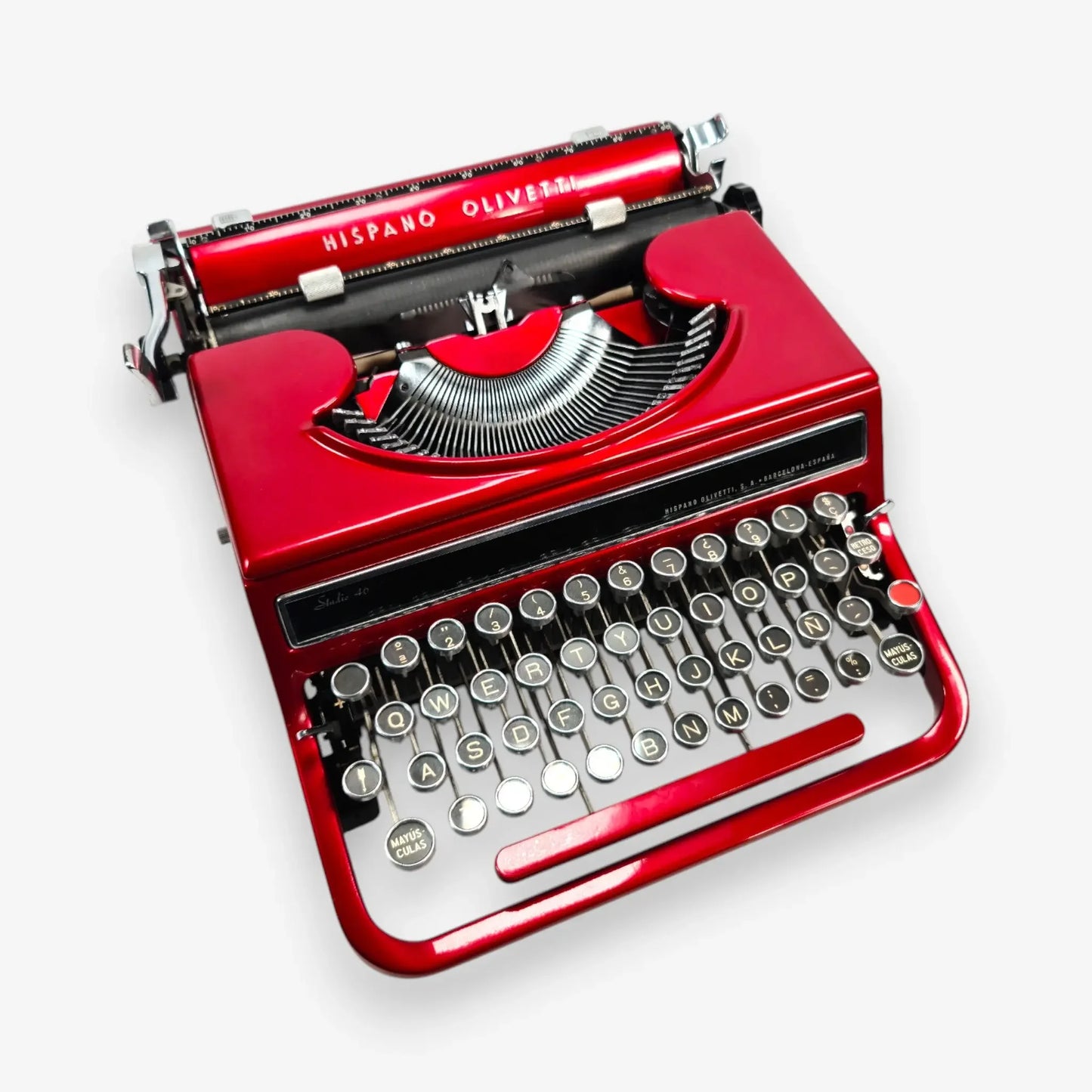 Olivetti Studio 46(42) Glossy Burgundy Vintage Typewriter, Restored - ElGranero Typewriter.Company